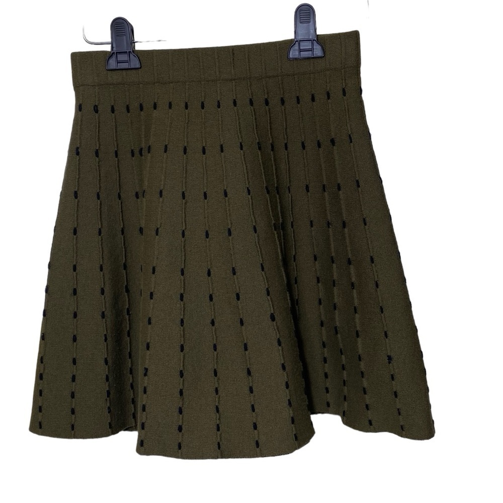 ZARA A-line Green & Black Sweater Circle Skirt | S